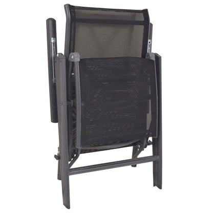 Tumbona reclinable de aluminio y textilene negro