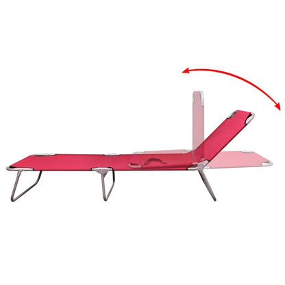 Tumbona plegable de acero con recubrimiento polvo rojo