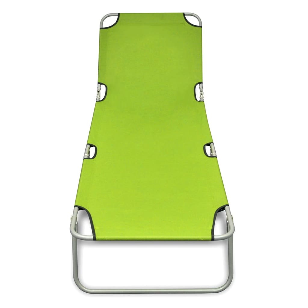 Tumbona plegable de acero con recubrimiento polvo verde manzana