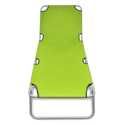 Tumbona plegable de acero con recubrimiento polvo verde manzana