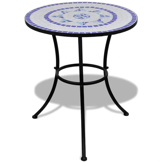 Mesa de bistro terraza mosaico azul y blanco 60 cm