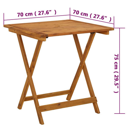 Mesa plegable de jardín de madera maciza de acacia 70x70x75 cm