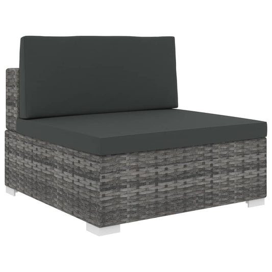 Asiento seccional central con cojines 1ud ratán sintético gris