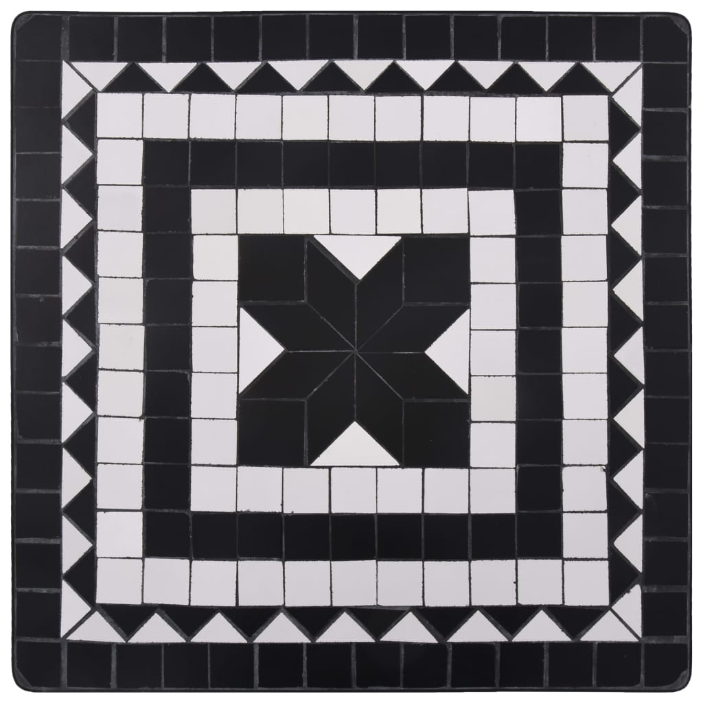 Mesa bistró de mosaico cerámica negro y blanco 60 cm