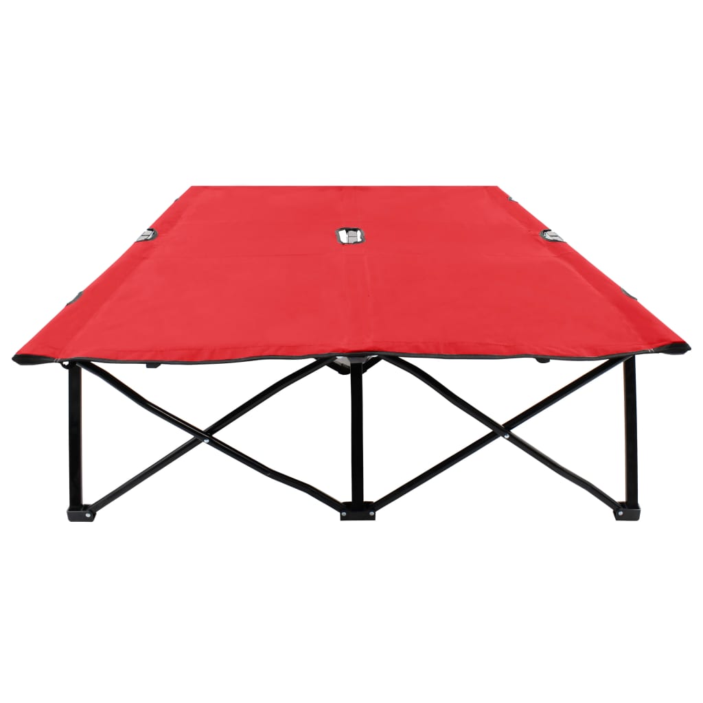 Tumbona doble plegable acero roja