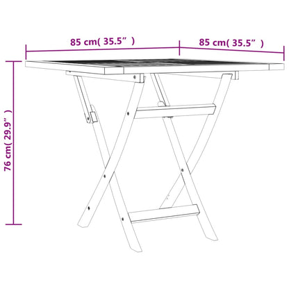 Mesa de jardín plegable madera de teca maciza 85x85x76 cm