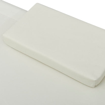 Tumbona de exterior con dosel y almohadas blanco crema