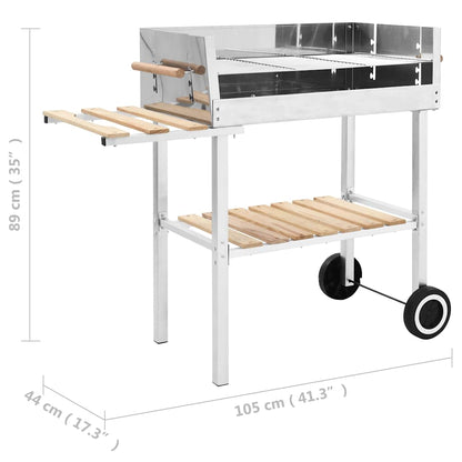 Barbacoa de carbón portátil XXL acero inoxidable con 2 estantes