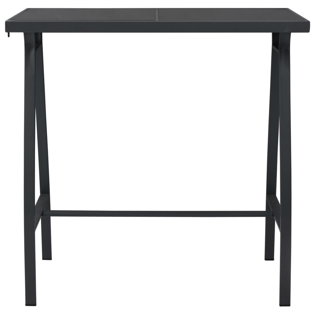 Mesa alta de jardín vidrio templado negro 110x60x110 cm