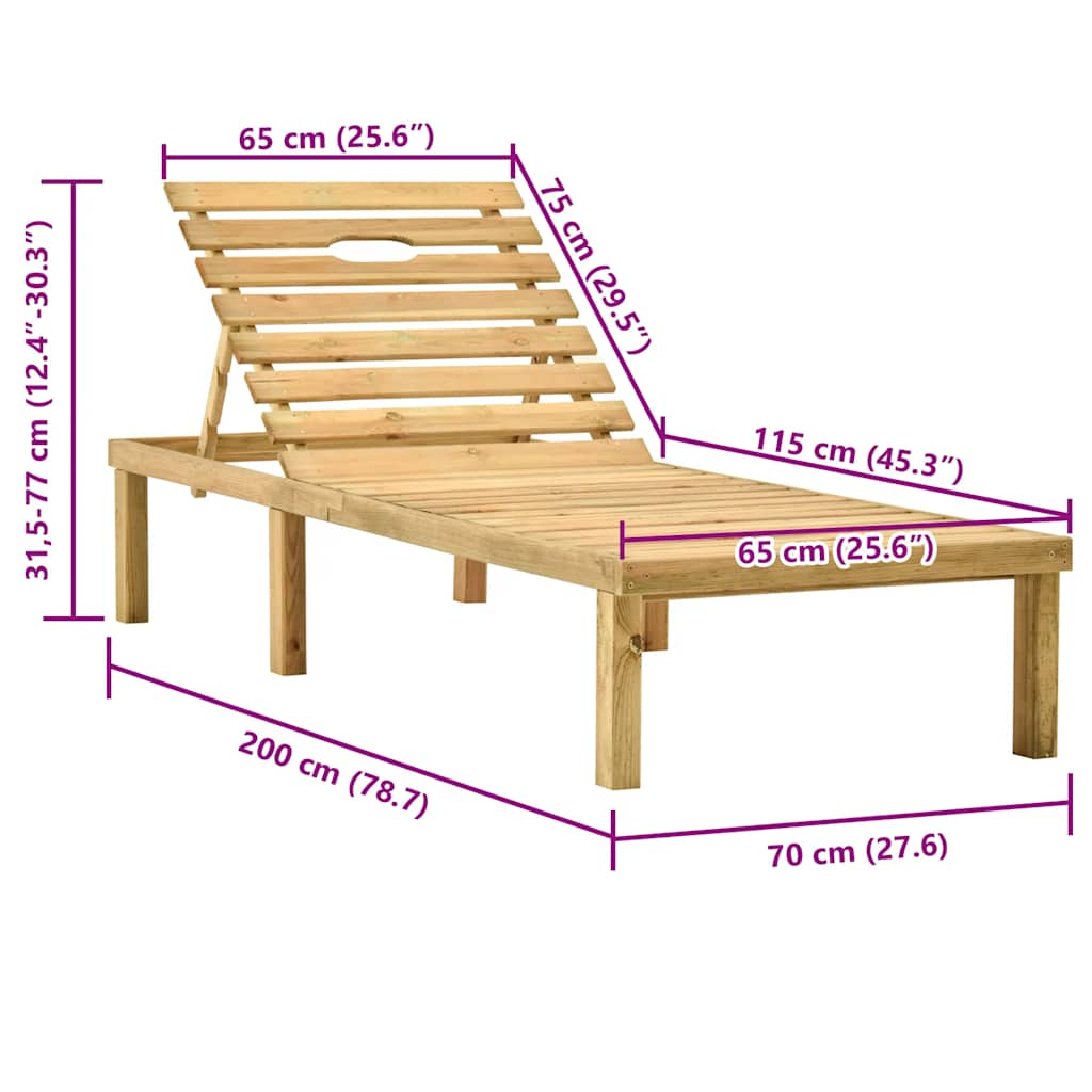 Tumbona de madera de pino impregnada