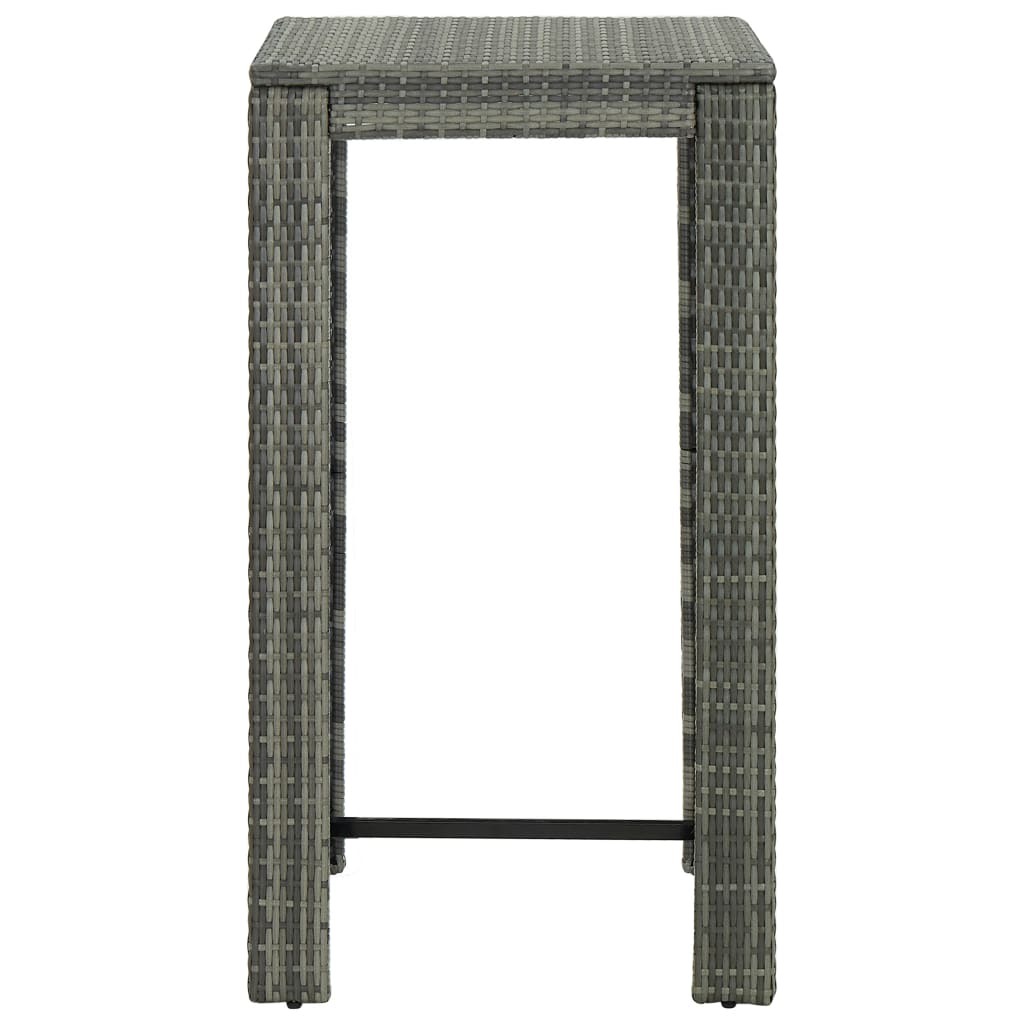 Mesa alta para jardín ratán sintético gris 60,5x60,5x110,5 cm