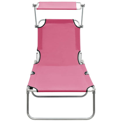 Tumbona plegable con toldo de acero rosa magenta