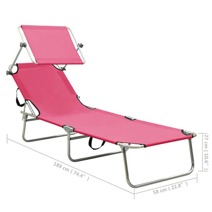 Tumbona plegable con toldo de acero rosa magenta