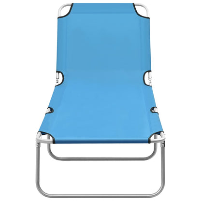 Tumbona plegable de acero y tela azul turquesa