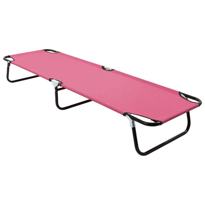 Tumbona plegable de acero rosa