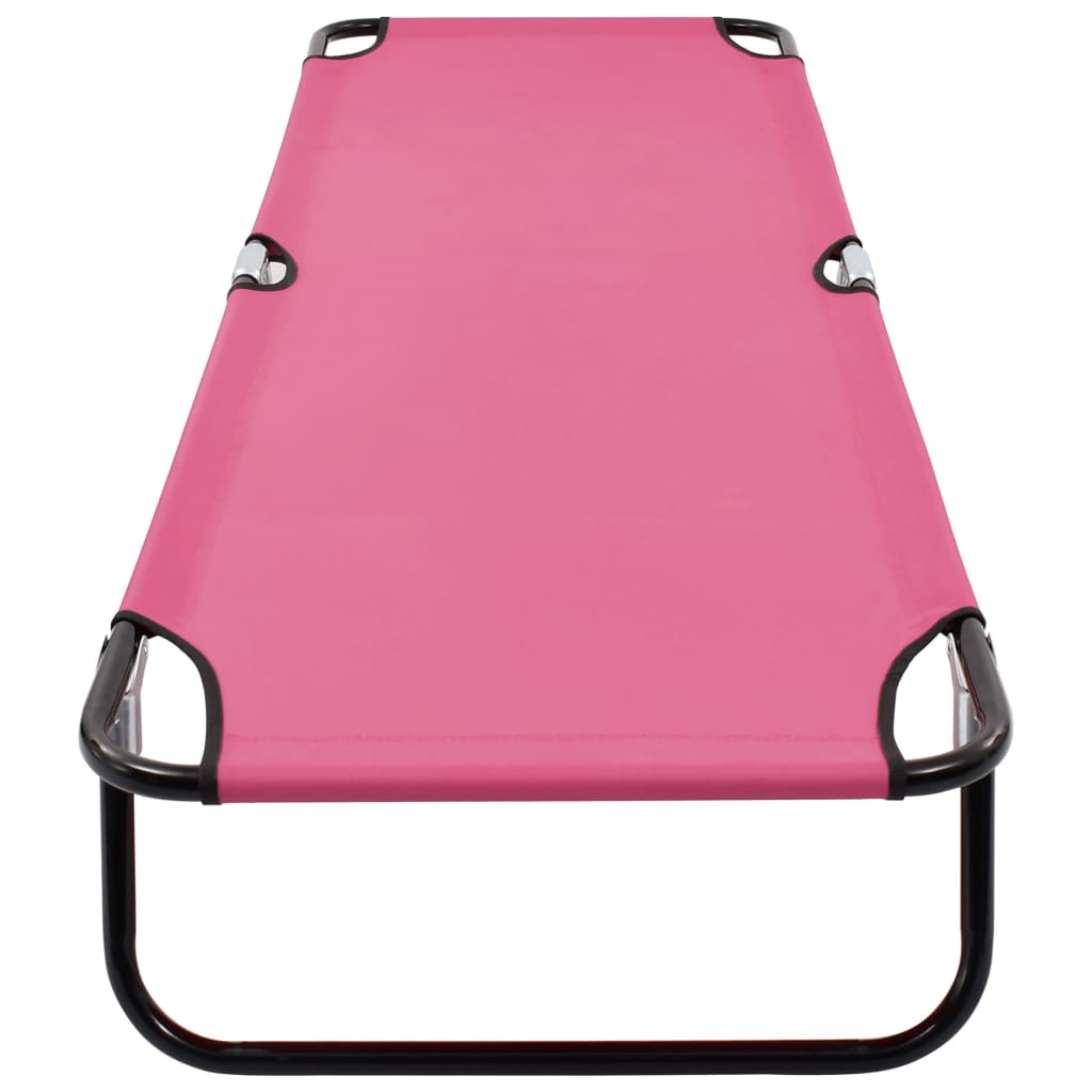 Tumbona plegable de acero rosa