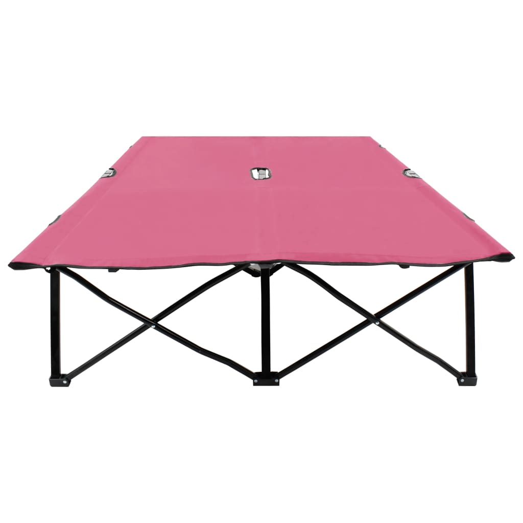 Tumbona doble plegable acero rosa