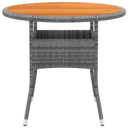 Mesa de jardín madera acacia y ratán sintético gris Ø80x75 cm