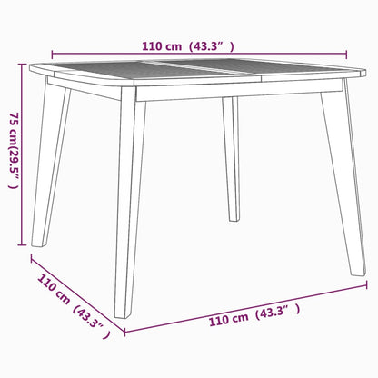 Mesa de jardín madera maciza de acacia 110x110x75 cm