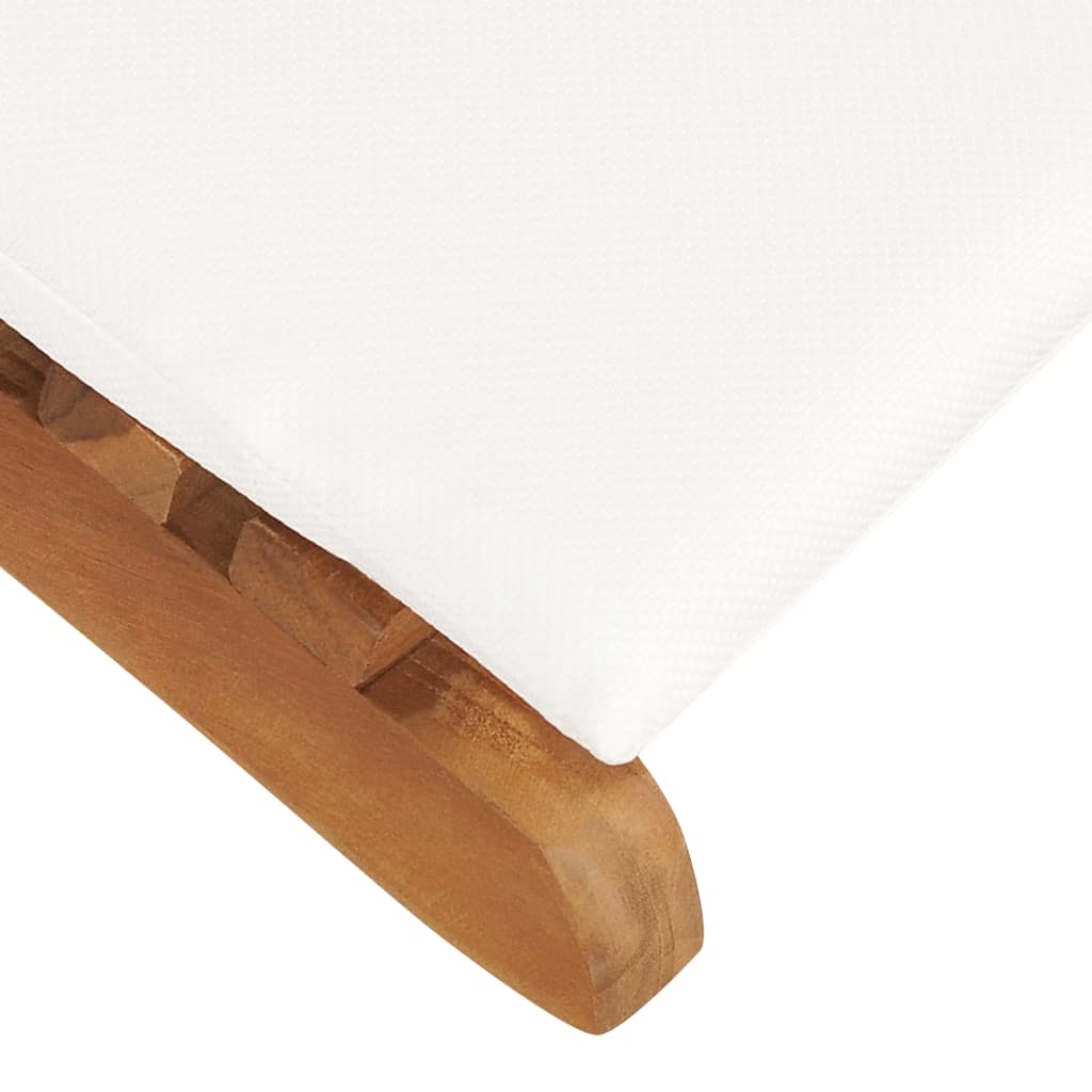 Tumbona plegable con cojín blanco crema madera maciza de teca