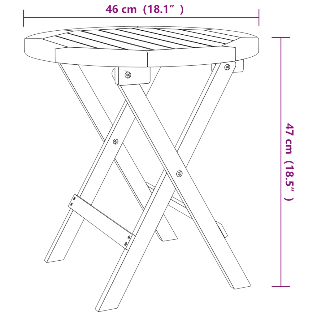 Mesa de jardín plegable madera maciza de acacia blanco Ø 46 cm