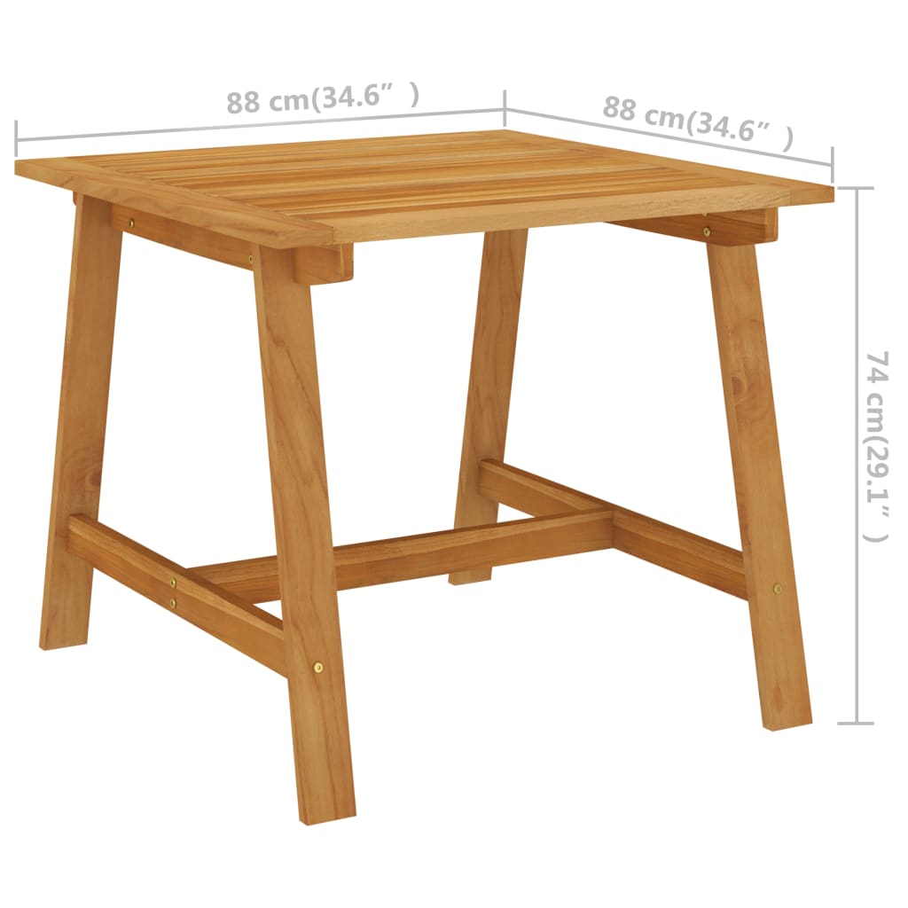 Mesa de comedor de jardín madera maciza de acacia 88x88x74 cm