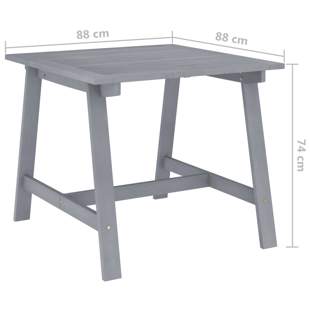 Mesa de comedor de jardín madera maciza acacia gris 88x88x74 cm