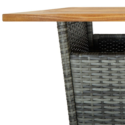 Mesa alta ratán sintético y madera de acacia gris 60x60x110 cm