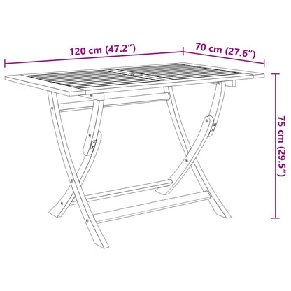 Mesa plegable de jardín madera maciza de acacia 120x70x75 cm