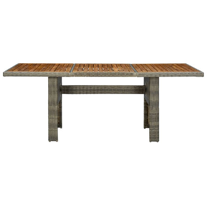 Mesa de jardín ratán sintético marrón y madera maciza acacia