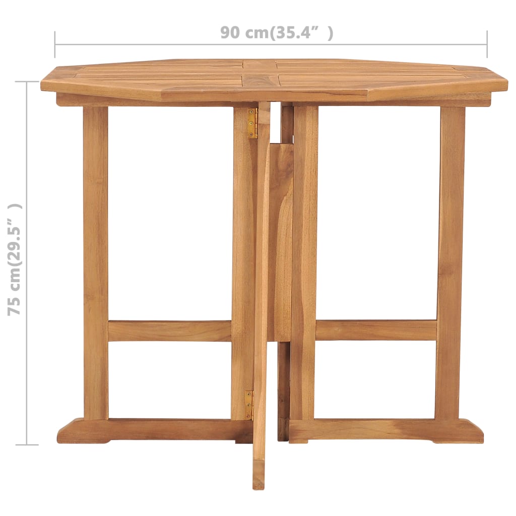 Mesa de comedor plegable para jardín madera de teca 90x90x75 cm