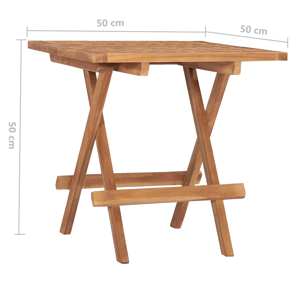 Mesa plegable de jardín madera maciza de teca 50x50x50 cm