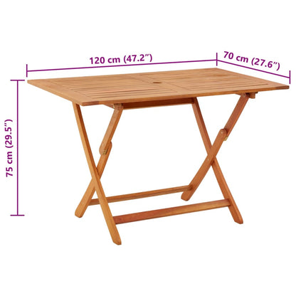 Mesa de jardín plegable madera maciza de eucalipto 120x70x75 cm