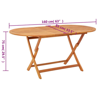 Mesa jardín plegable 160x85x75 cm madera maciza de eucalipto