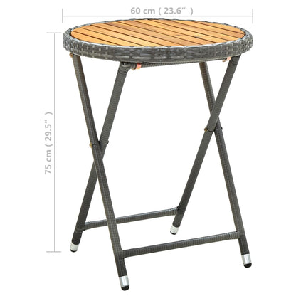 Mesa de centro ratán sintético y madera maciza de acacia 60 cm