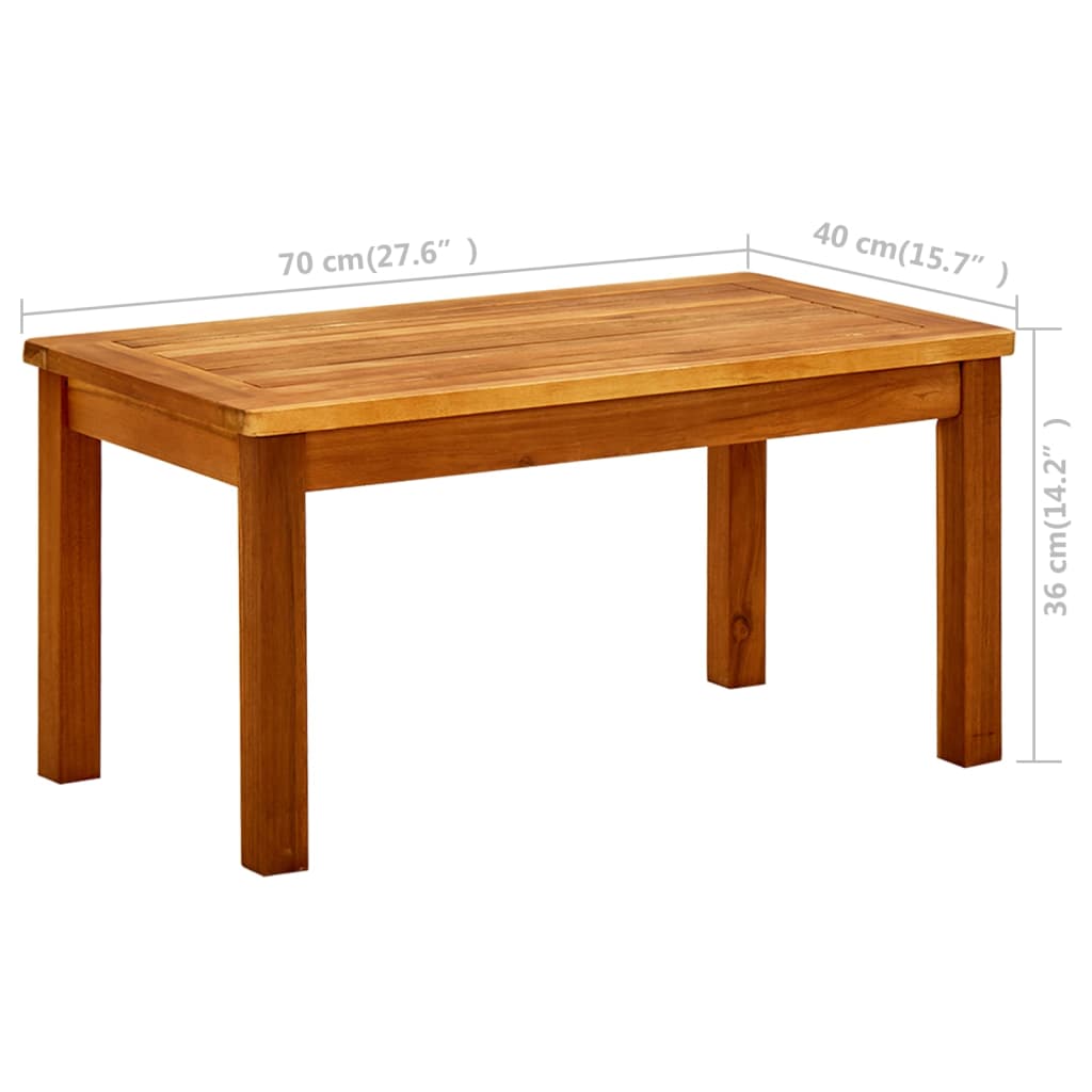 Mesa de centro de jardín madera maciza de acacia 70x40x36 cm