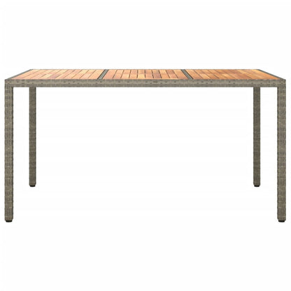 Mesa de jardín ratán sintético madera acacia gris 150x90x75 cm