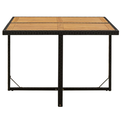 Mesa de jardín ratán sintético madera acacia negro 109x107x74cm