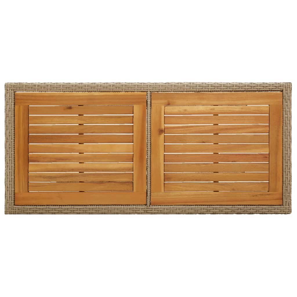 Mesa de jardín madera maciza de acacia y ratán sintético beige