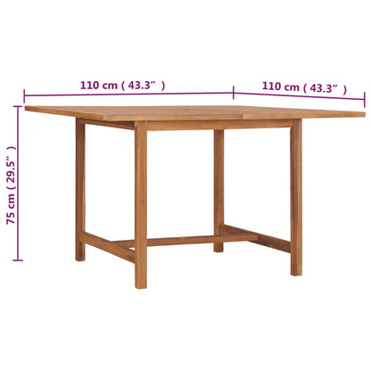 Mesa de comedor de jardín madera maciza de teca 110x110x75 cm