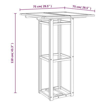 Mesa alta de terraza madera maciza de acacia 75x75x110 cm