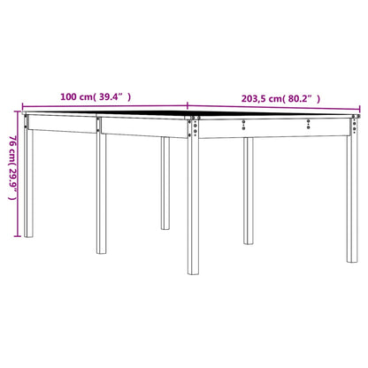 Mesa de jardín madera maciza de pino 203,5x100x76 cm