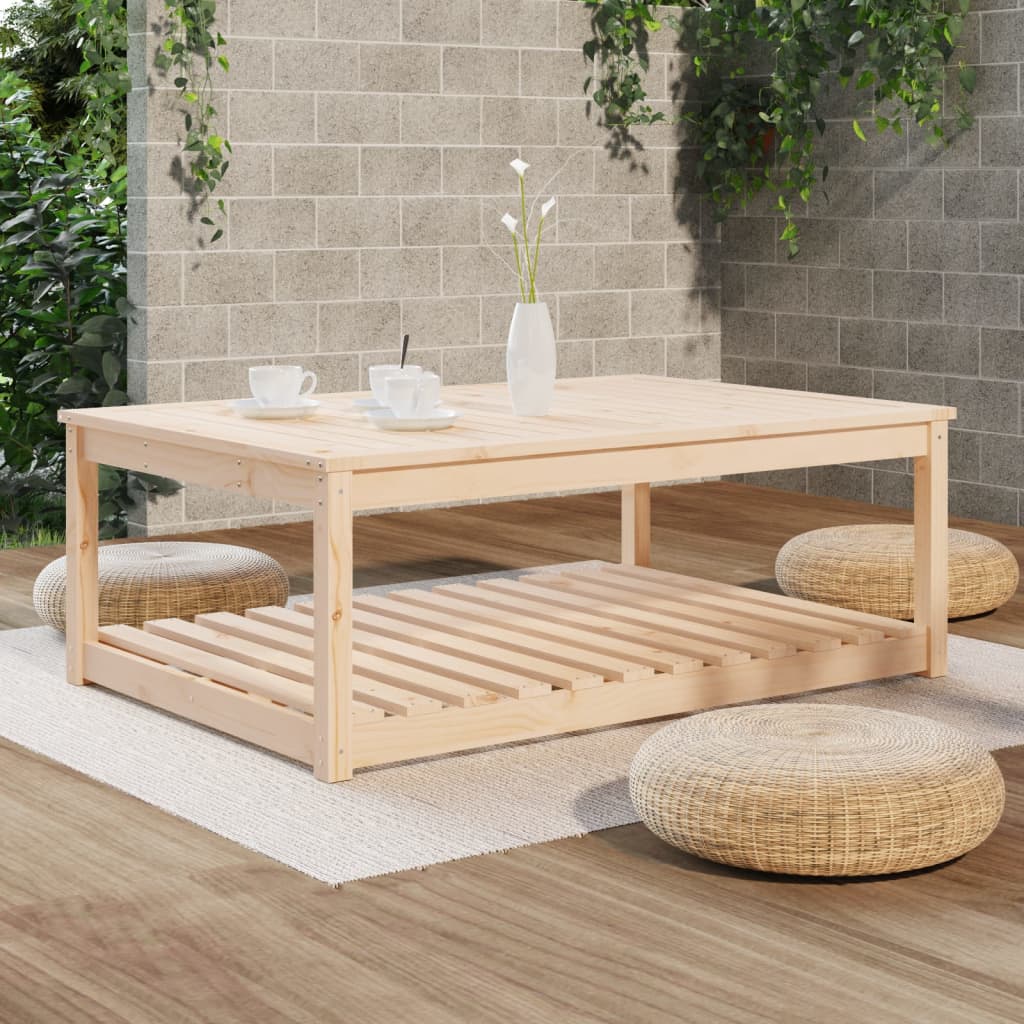 Mesa de jardín madera maciza pino 121x82,5x45 cm