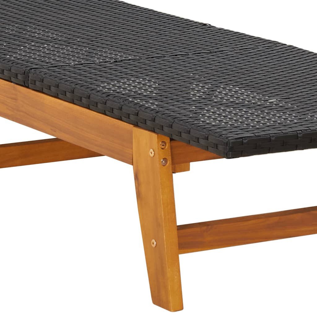 Tumbona con mesa ratán sintético y madera maciza de acacia