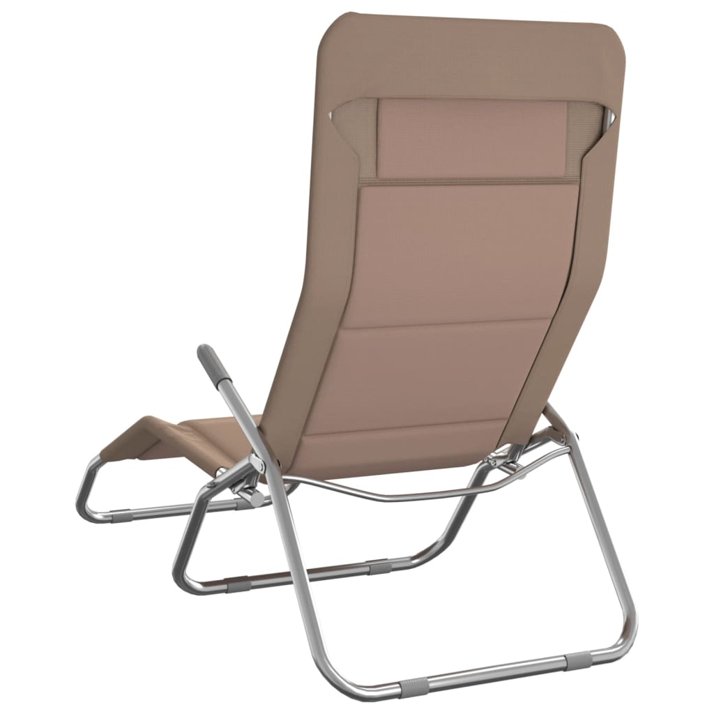 Tumbona plegable 2 uds textilene acero con recubrimiento taupe