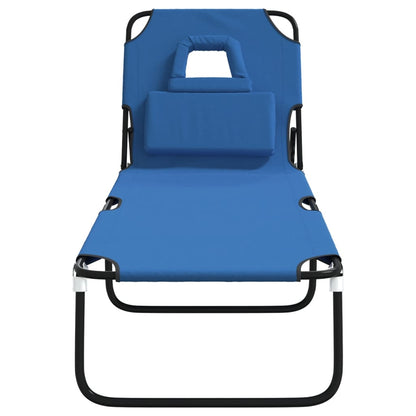 Tumbona plegable tela Oxford acero recubrimiento en polvo azul