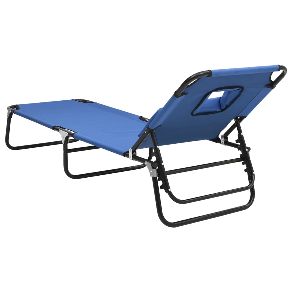 Tumbona plegable tela Oxford acero recubrimiento en polvo azul