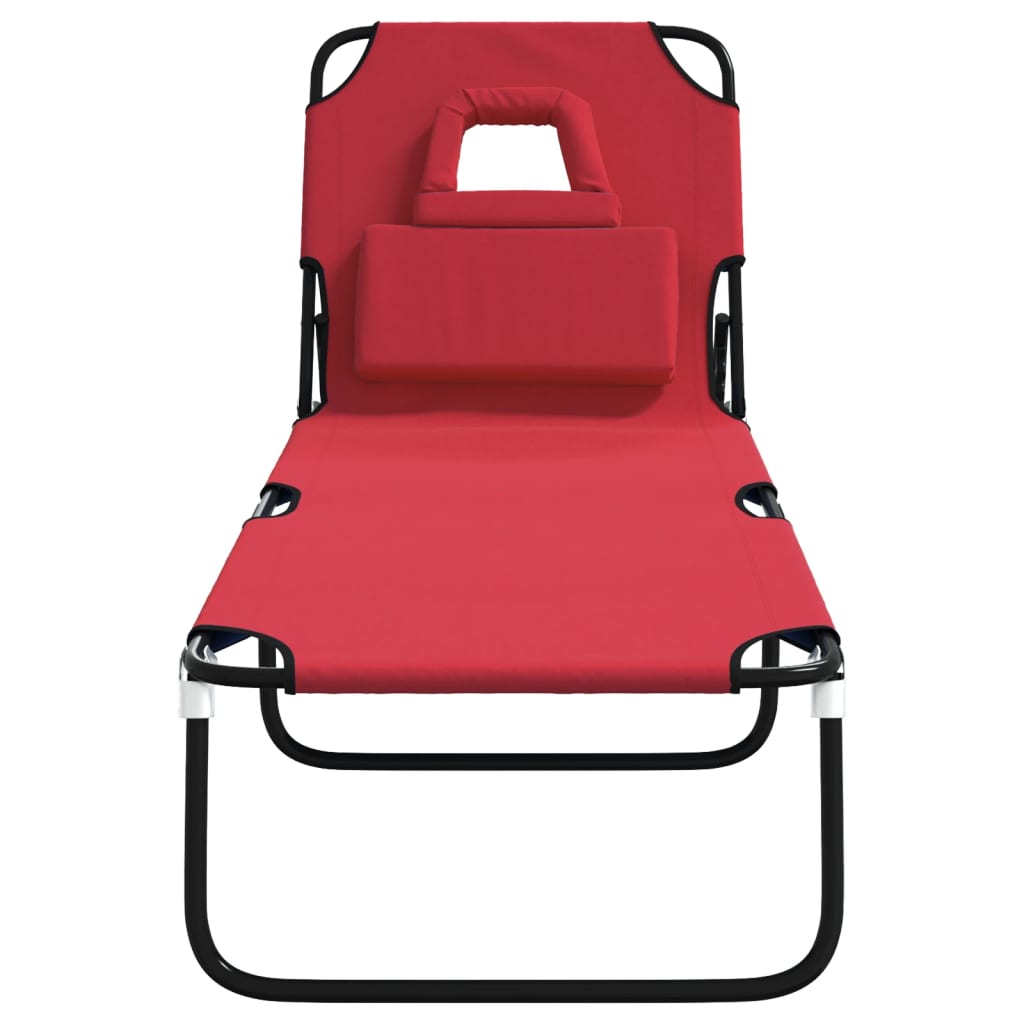 Tumbona plegable acero recubrimiento en polvo tela Oxford rojo