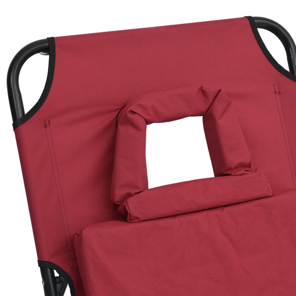 Tumbona plegable acero recubrimiento en polvo tela Oxford rojo