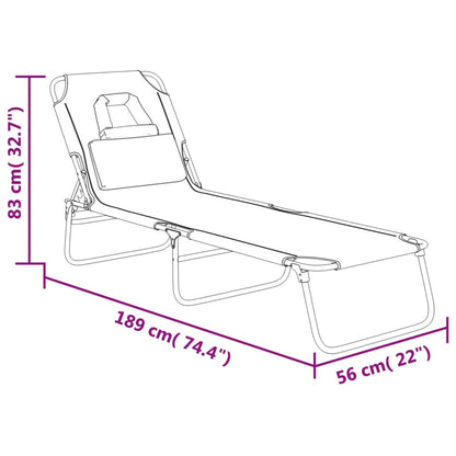 Tumbona plegable acero recubrimiento en polvo tela Oxford gris